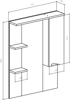 Зеркало-шкаф с подсветкой Bellezza Эйфория 80см правый белый 00000005410